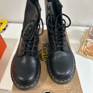 Dr. Martens Black Boots with Yellow Stitching